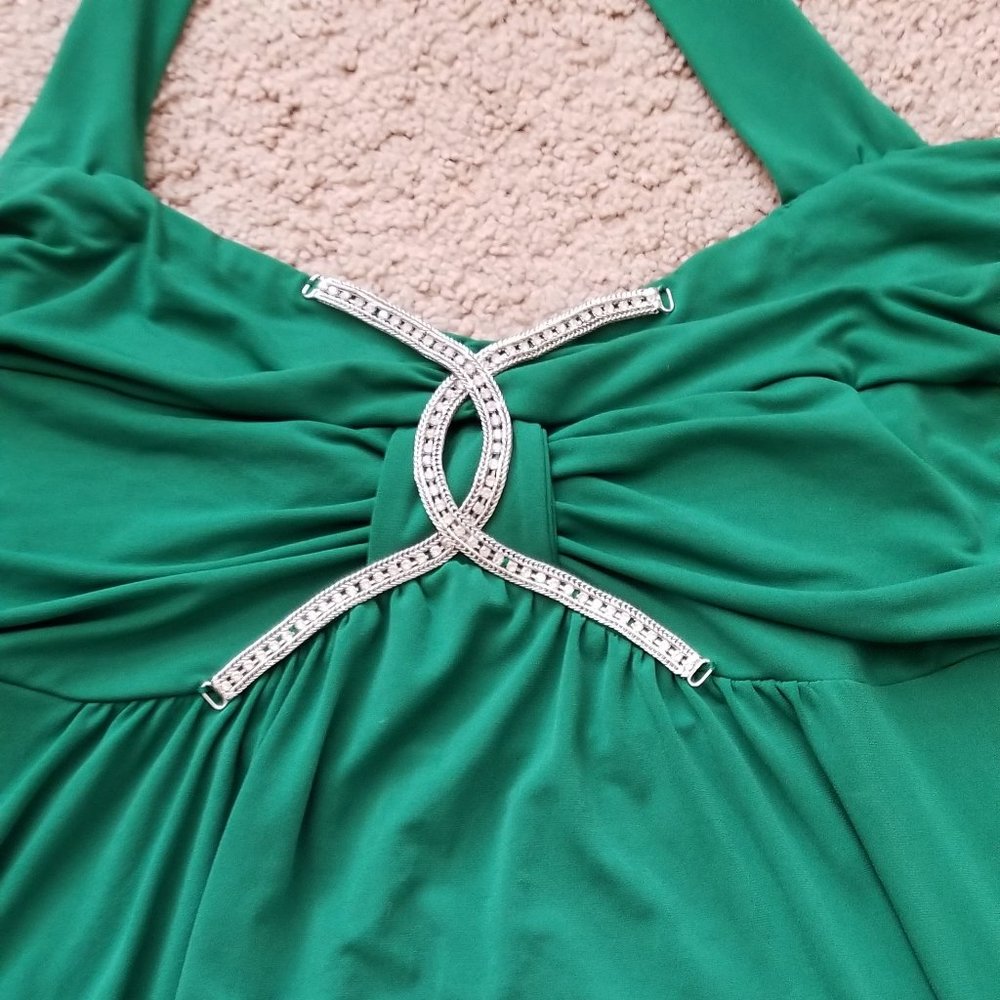 Green Rhinestone Halter By Venezia Size 14/16 - Picture 6 of 16